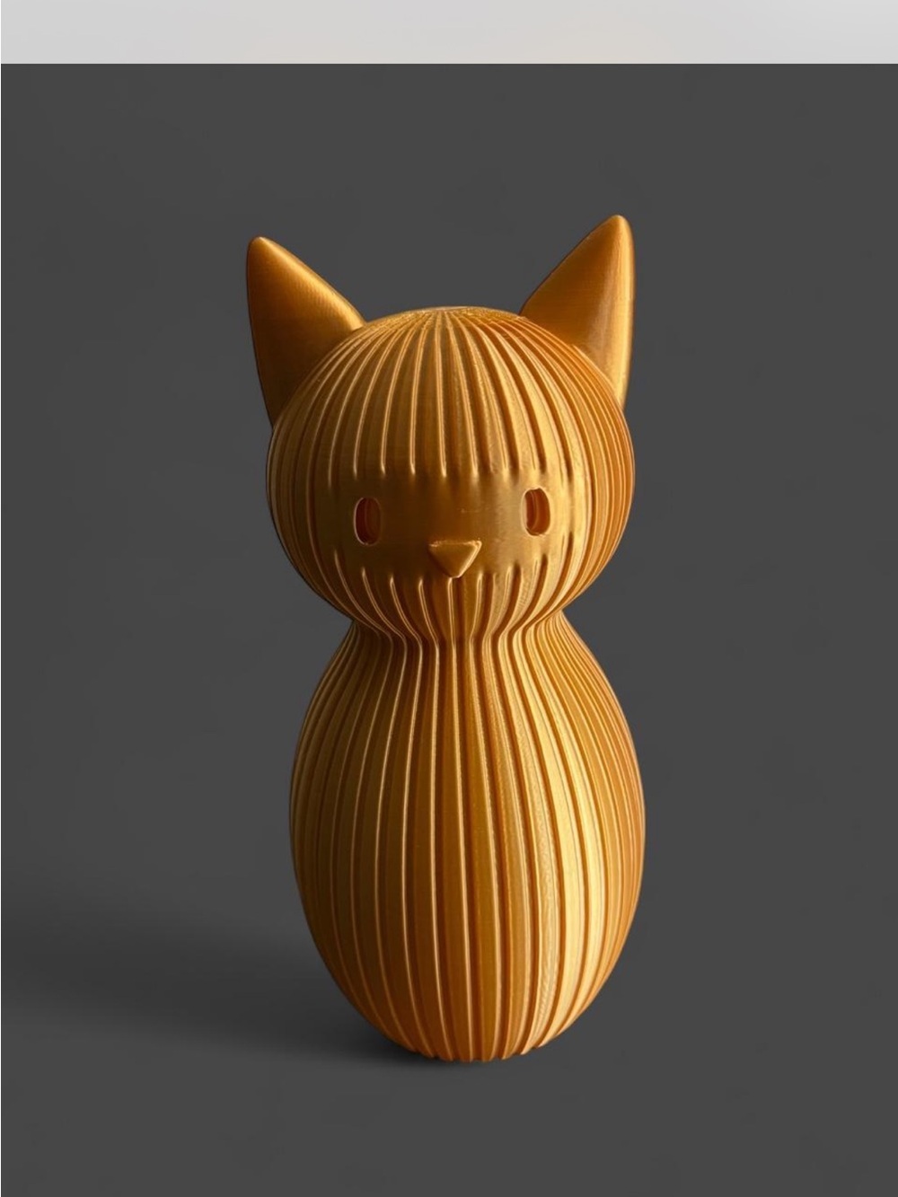 3D Printed Orange Ribbed Cat Toy - Unbranded